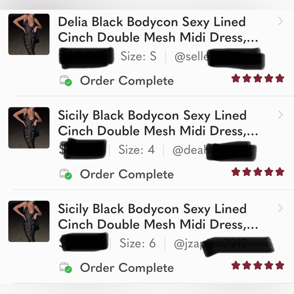 Delia Black Bodycon Sexy Lined Cinch Double Mesh Midi Dress, Little Black Dress - Picture 8 of 9